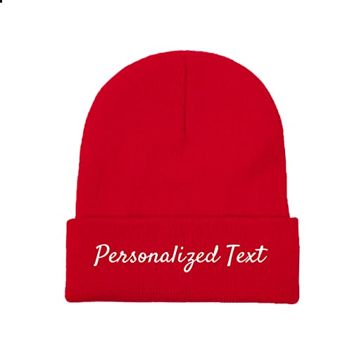 Miujonvy Individuelle Wintermütze Beanie für Männer & Frauen Slouch Red Beanie Personalized Text Personalisierte Mütze von Miujonvy