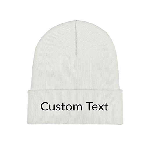 Miujonvy Individuelle Wintermütze Beanie für Männer & Frauen Slouch White Beanie Custom Text Strickmützen von Miujonvy