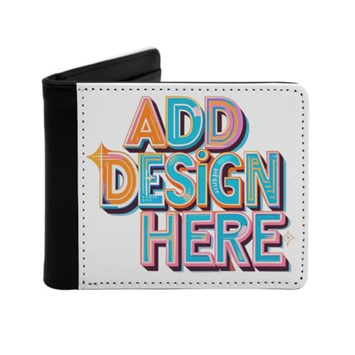 Miujonvy Klappbare Brieftasche, fügen Sie Ihre Textbilder hinzu, Münzen und Ausweishalter mit Münzfach, 6 Kreditkartenfächern, Geldscheinfächern, Schwarz , Einheitsgröße von Miujonvy