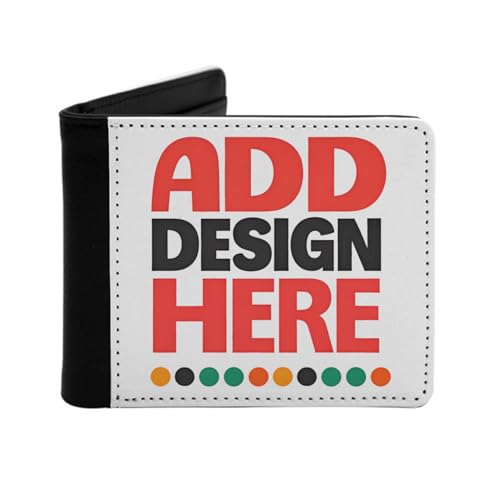 Miujonvy Klappbare Brieftasche, fügen Sie Ihre Textbilder hinzu, Münzen und Ausweishalter mit Münzfach, 6 Kreditkartenfächern, Geldscheinfächern, Schwarz , Einheitsgröße von Miujonvy