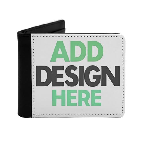 Miujonvy Minimalistische Brieftasche, fügen Sie Ihre Textbilder hinzu, Münzen und Ausweishalter mit Münzfach, 6 Kreditkartenfächern, Geldscheinfächern, Schwarz , Einheitsgröße von Miujonvy