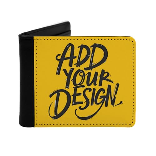 Miujonvy Minimalistische Geldbörse mit eigenem Bild, Text, Logo, Münzen und Ausweishalter mit Münzfach, 6 Kreditkartenfächern, Geldscheinfächern, Schwarz , Einheitsgröße von Miujonvy