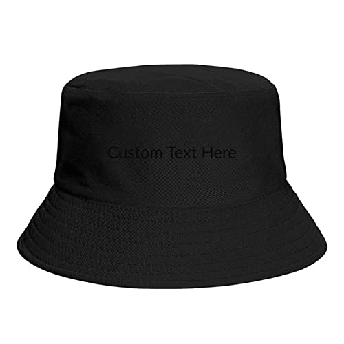 Miujonvy Tailored Fishing Caps Custom Text Here Bucket Hat Heat Transfer Printed Black, Schwarz , One size von Miujonvy