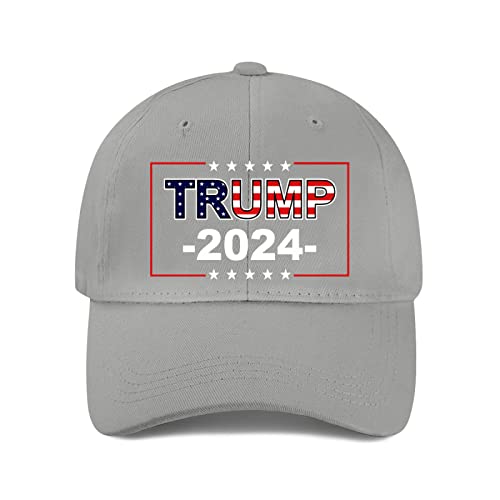 Miujonvy Unisex Vintage Washed Baseball Cap Dad Caps Donald Trump 2024 Präsident Logo Baseball Trucker Caps, Grau 0, One size von Miujonvy