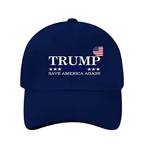 Miujonvy Unisex Vintage Washed Baseball Cap Dad Caps Trump 2024 Save America Again Baseball Trucker Caps, Navy 0, One size von Miujonvy