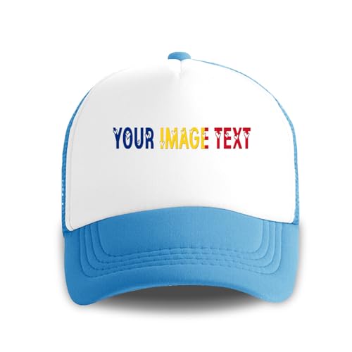 Snapback Trucker Cap Add Your Logo Adjustable Snapback Grid Cap Navy, himmelblau, One size von Miujonvy