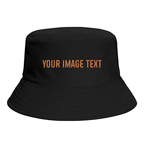 Sonnenschutz Bucket Hat Individuelles Bild mit Text für Damen Herren Strandkappe Schwarz, Schwarz , One size von Miujonvy