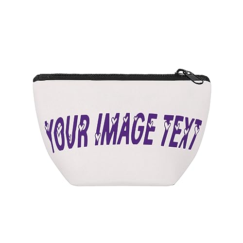 Stilvolle Reise-Make-up-Tasche mit Text "Your Image Text Here", beste Freundin, Geschenk für Frauen, Make-up-Tasche, Schwarz , Einheitsgröße von Miujonvy