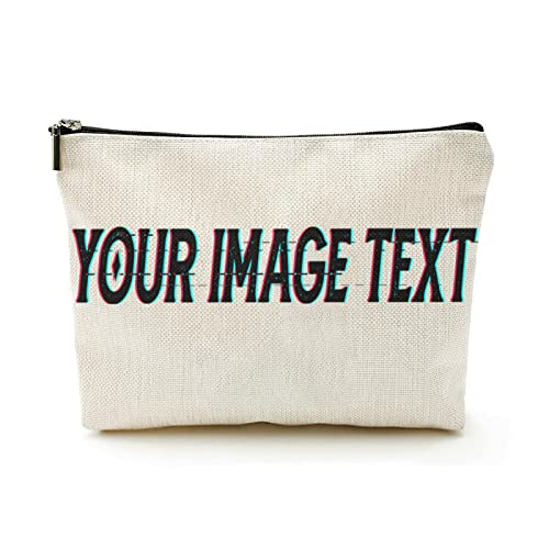 Stilvolle Reise-Make-up-Tasche zum Hochladen Ihres Bildes/Texts "Best Friend", Geschenk für mein Mädchen, lustige Geschenke, beige, Einheitsgröße von Miujonvy