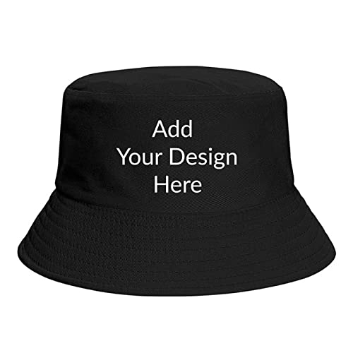 Tailored Fishing Caps Add Your Design Here Bucket Hat Heat Transfer Printed Black, Schwarz , One size von Miujonvy
