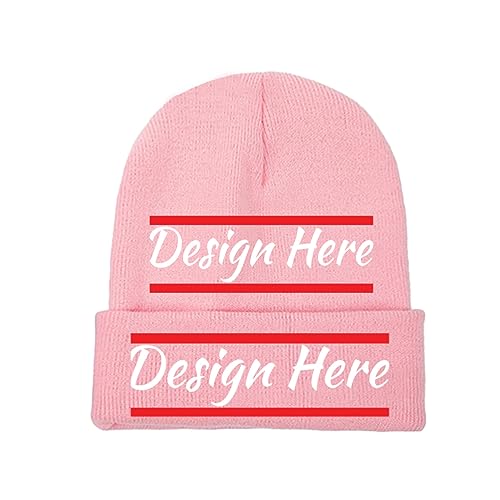 Miujonvy Wintermütze Beanie mit eigenem Bild Text Logo Herren Damen Unisex Hüte schwarz, rose, One size von Miujonvy