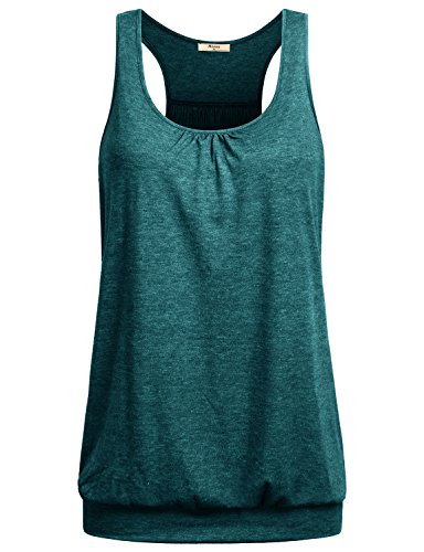 Miusey Damen Tanktop, ärmellos, Rundhalsausschnitt, lockere Passform, Racerback, Workout-Tanktop - Grün - Klein von Miusey