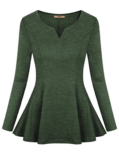 Miusey Damen-Tunika, langärmelig, V-Ausschnitt, plissiert, Schößchen - Grün - XX-Large Miusey Damen-Tunika, langärmelig, V-Ausschnitt, plissiert, Schößchen - Grün - XX-Large von Miusey
