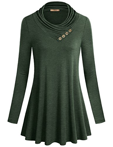 Miusey Damen langarm rollkragen formular montage lässige tunika top bluse Grün XX-Large von Miusey