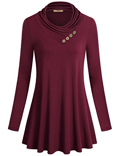 Miusey Damen langarm rollkragen formular montage lässige tunika top bluse Wine XX-Large von Miusey