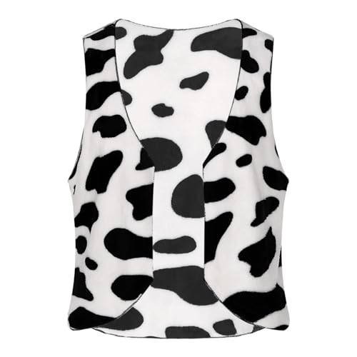 Miutii Herren Weste Flanell Cowboy Weste Ärmellos Jacke Kuh Druck Western Weste Hippie Kostüm Festival Karneval Faschingskostüm Schwarz M von Miutii