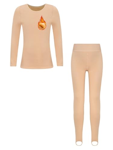 Miutii Jungen Mädchen Thermounterwäsche Set Innenfleece Thermounterhemd + Thermohose Ski Fußball Winter Warme Sportunterwäsche Nackt B 158-164 von Miutii