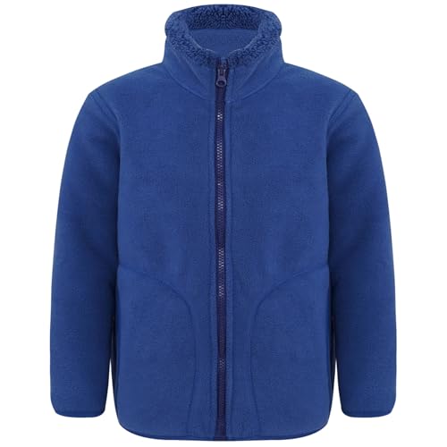 Miutii Kinder Polar Fleece Jacke Kuscheljacke mit Stehkragen Reißverschluss Kuscheljacke Warme Herbst Winter Jacke Mantel Oberbekleidung Blau 134-140 von Miutii