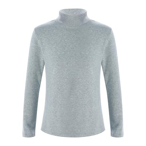 Miutii Kinder Rollkragen Shirt Jungen Mädchen Langarmshirt Baumwolle Pullover Shirt Langarm T-Shirt Rolli Unterhemd Top Oberteile Grau 146-152 von Miutii