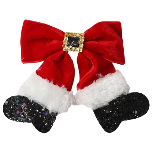 Miutii Weihnachten Haarspangen Glitzer Pailletten Haarschmuck Rote Schleife Weihnachten Haar Accessoires Für Damen Mädchen Rot D Einheitsgröße von Miutii