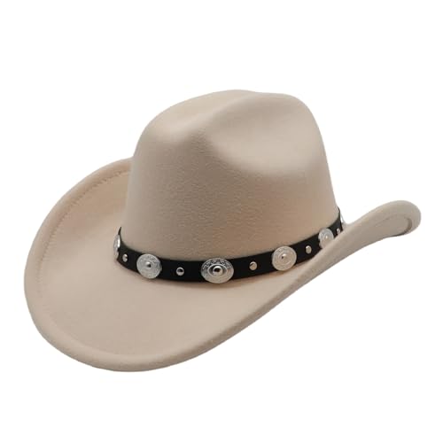 Cowboyhut Schwarz Herren Cowgirl Kostüm Damen mit Band Werternhut Cowboyhut Beige Fasching von MivBuks