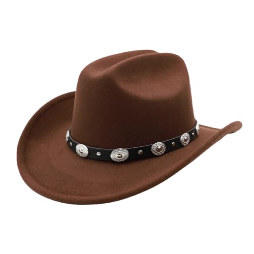 Cowboyhut Schwarz Herren Cowgirl Kostüm Damen mit Band Werternhut Cowboyhut Braun Fasching von MivBuks
