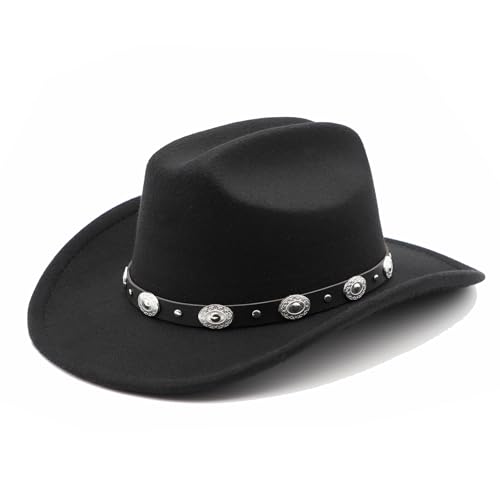 Cowboyhut Schwarz Herren Cowgirl Kostüm Damen mit Band Werternhut Cowboyhut Schwarz Fasching von MivBuks
