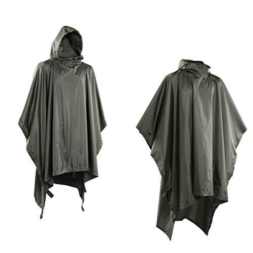Mivall Trapper Regenponcho Nässeschutz Regenjacke wasserdicht oliv Tarp / Notdach, Unterlage gegen Feuchte Unisex von Mivall