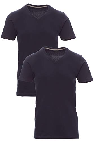 Mivaro Herren T-Shirt, 2er Pack, Dunkelblau, Größe: L - atmungsaktiv und strapazierfähig - 100% Baumwolle - Regular Fit - vielseitiges Kurzarmshirt für Alltag, Freizeit und Herrenmode von Mivaro