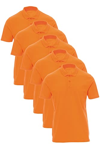 Mivaro 5er Pack Poloshirts Herren Basic Polo Shirt Kurzarm atmungsaktiv, Größe:3XL, Farbe:5er Pack Orange von Mivaro