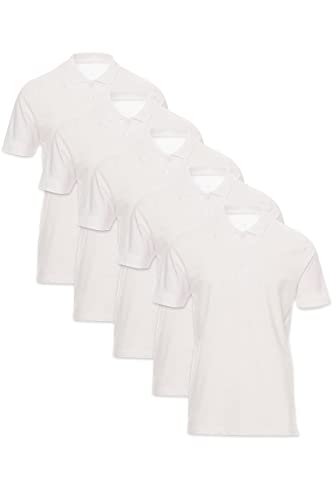 Mivaro 5er Pack Poloshirts Herren Basic Polo Shirt Kurzarm atmungsaktiv, Größe:4XL, Farbe:5er Pack Weiß von Mivaro