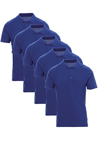 Mivaro 5er Pack Poloshirts Herren Basic Polo Shirt Kurzarm atmungsaktiv, Größe:5XL, Farbe:5er Pack Blau von Mivaro