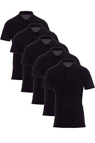 Mivaro 5er Pack Poloshirts Herren Basic Polo Shirt Kurzarm atmungsaktiv, Größe:5XL, Farbe:5er Pack Schwarz von Mivaro