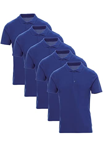 Mivaro 5er Pack Poloshirts Herren Basic Polo Shirt Kurzarm atmungsaktiv, Größe:XXL, Farbe:5er Pack Blau von Mivaro