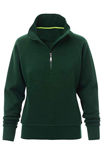Mivaro Damen Troyer Pullover halber Reißverschluss ohne Kapuze mit Stehkragen, 1/4 Zip, Größe:S, Farbe:Grün von Mivaro