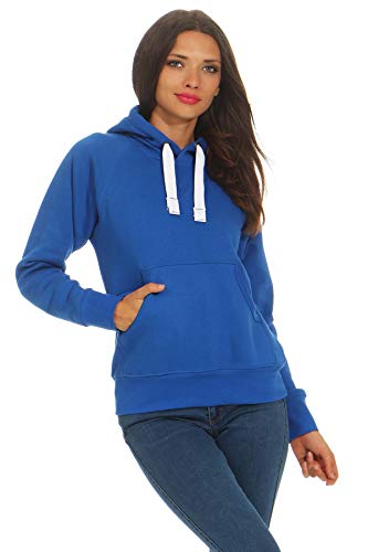 Mivaro Damen Pullover mit Kapuze, Warmer und Dicker Hoodie, Kapuzenpullover in Uni-Farben, Größe:M, Farbe:Blau von Mivaro