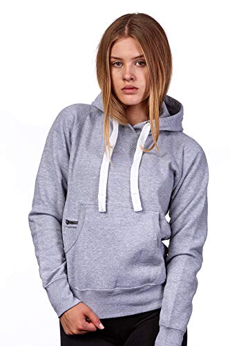 Mivaro Damen Pullover mit Kapuze, Warmer und Dicker Hoodie, Kapuzenpullover in Uni-Farben, Größe:M, Farbe:Grau meliert von Mivaro