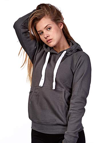 Mivaro Damen Pullover mit Kapuze, Warmer und Dicker Hoodie, Kapuzenpullover in Uni-Farben, Größe:XL, Farbe:Anthrazit von Mivaro