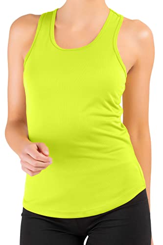 Mivaro Damen Sport Tank Top Basic Sport-Shirt für Fitness schnell trocknend, Größe:L, Farbe:Gelb von Mivaro