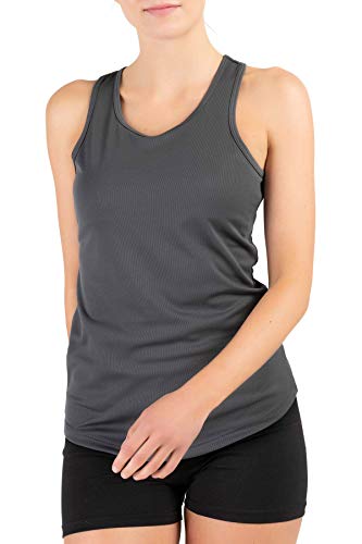 Mivaro Damen Tanktop Anthrazit - atmungsaktives Funktionsshirt für Sport, Fitness, Jogging, Workout oder Yoga mit lockerer Passform, Rückenausschnitt, schnelltrocknend - Größe: S von Mivaro