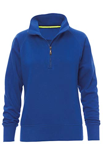 Mivaro Damen Sweat Troyer Blau in Größe S - gemütlicher Pullover mit halbem Zipper und Stehkragen - weiches Fleecefutter - idealer Damenpulli für Freizeit, Spaziergang oder Homewear von Mivaro