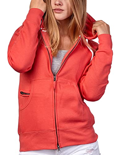 Mivaro Damen Sweatjacke Winter Sweatshirt mit langem Reißverschluss Kapuzenjacke Basic Sweatshirtjacke, Größe:L, Farbe:Coral Mivaro Damen Sweatjacke Winter Sweatshirt mit langem Reißverschluss Kapuzenjacke Basic Sweatshirtjacke, Größe:L, Farbe:Coral von Mivaro