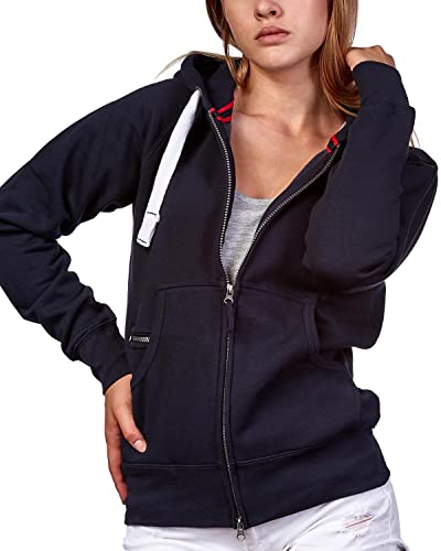 Mivaro Damen Sweatjacke Winter Sweatshirt mit langem Reißverschluss Kapuzenjacke Basic Sweatshirtjacke, Größe:M, Farbe:Dunkelblau Mivaro Damen Sweatjacke Winter Sweatshirt mit langem Reißverschluss Kapuzenjacke Basic Sweatshirtjacke, Größe:M, Farbe:Dunkelblau von Mivaro