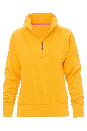 Mivaro Damen Troyer Pulli Gelb in Größe XXL - Sweatshirt mit Reißverschluss und Stehkragen - innen weich angeraut - bequemer Übergangspullover für Damen - modischer Allrounder von Mivaro