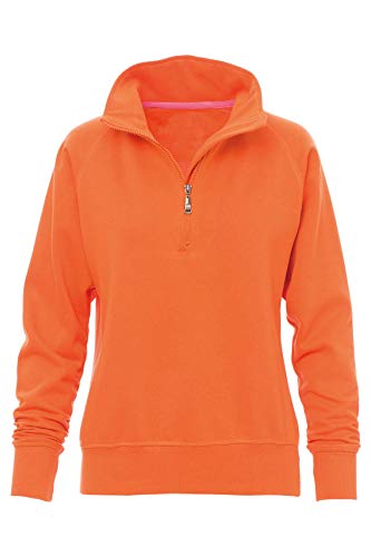 Mivaro Damen Troyer Pullover halber Reißverschluss ohne Kapuze mit Stehkragen, 1/4 Zip, Größe:S, Farbe:Orange von Mivaro