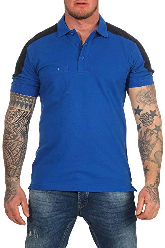 Mivaro Herren Arbeitspoloshirt mit Brusttasche, waschbar bis 60 °C, Poloshirt für die Arbeit, Größe:4XL, Farbe:Blau von Mivaro