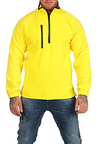 Mivaro Herren Fleecepullover mit Taschen und Reißverschluss, Größe:XXL, Farbe:Gelb von Mivaro