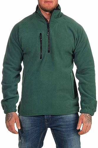 Mivaro Herren Fleecepullover mit Taschen und Reißverschluss, Größe:XXL, Farbe:Grün von Mivaro