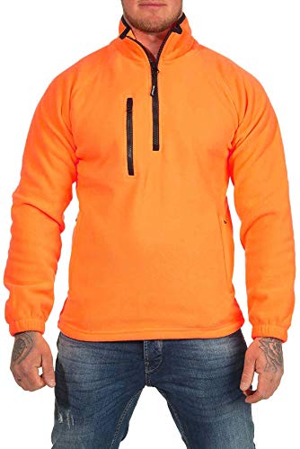 Mivaro Herren Fleecepullover mit Taschen und Reißverschluss, Größe:XXL, Farbe:Orange von Mivaro