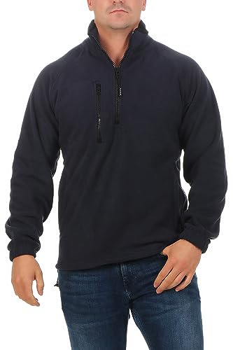 Mivaro Herren Fleecepullover mit Taschen und Reißverschluss, Größe:3XL, Farbe:Dunkelblau von Mivaro